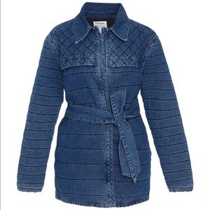 Frame Women's Blue Belted Quilted Denim Jacket